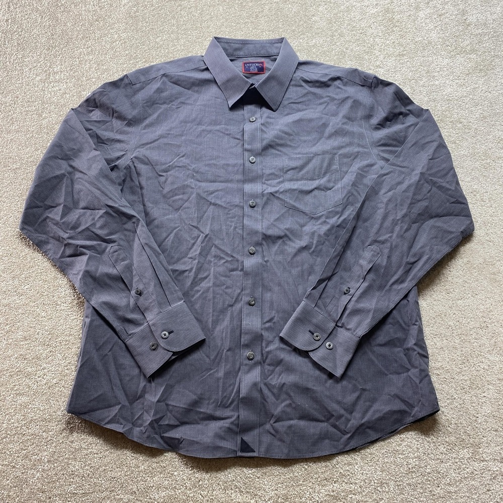 UNTUCKit Shirt Mens Large Gray Wrinkle Free Button‎ Down Long Sleeve Gingham